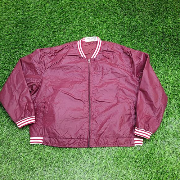 Vintage 80s MOD Varsity Jacket Women XL 25x23 Burgundy Baggy - Picture 1 of 12